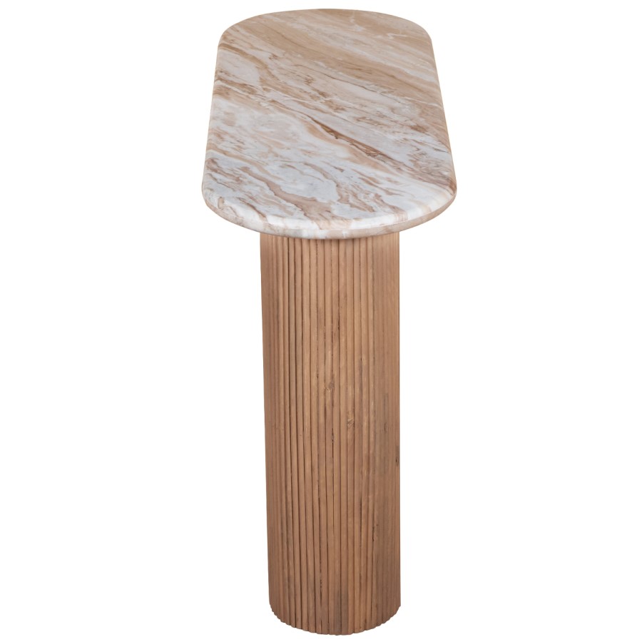 Natural Marble & Wood Pedestal Console Table - Ashford