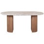 Natural Marble & Wood Pedestal 6-8 Seater Dining Table - Ashford