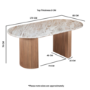 Natural Marble & Wood Pedestal 6-8 Seater Dining Table - Ashford