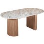 Natural Marble & Wood Pedestal 6-8 Seater Dining Table - Ashford