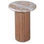 Natural Marble & Wood Pedestal Side Table - Ashford