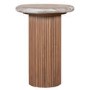 Natural Marble & Wood Pedestal Side Table - Ashford