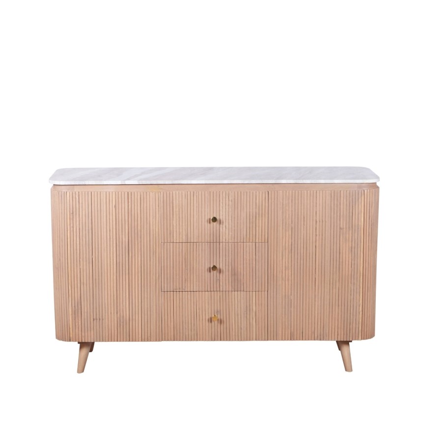 Natural Marble & Wood Extra Large Sideboard - Ashford