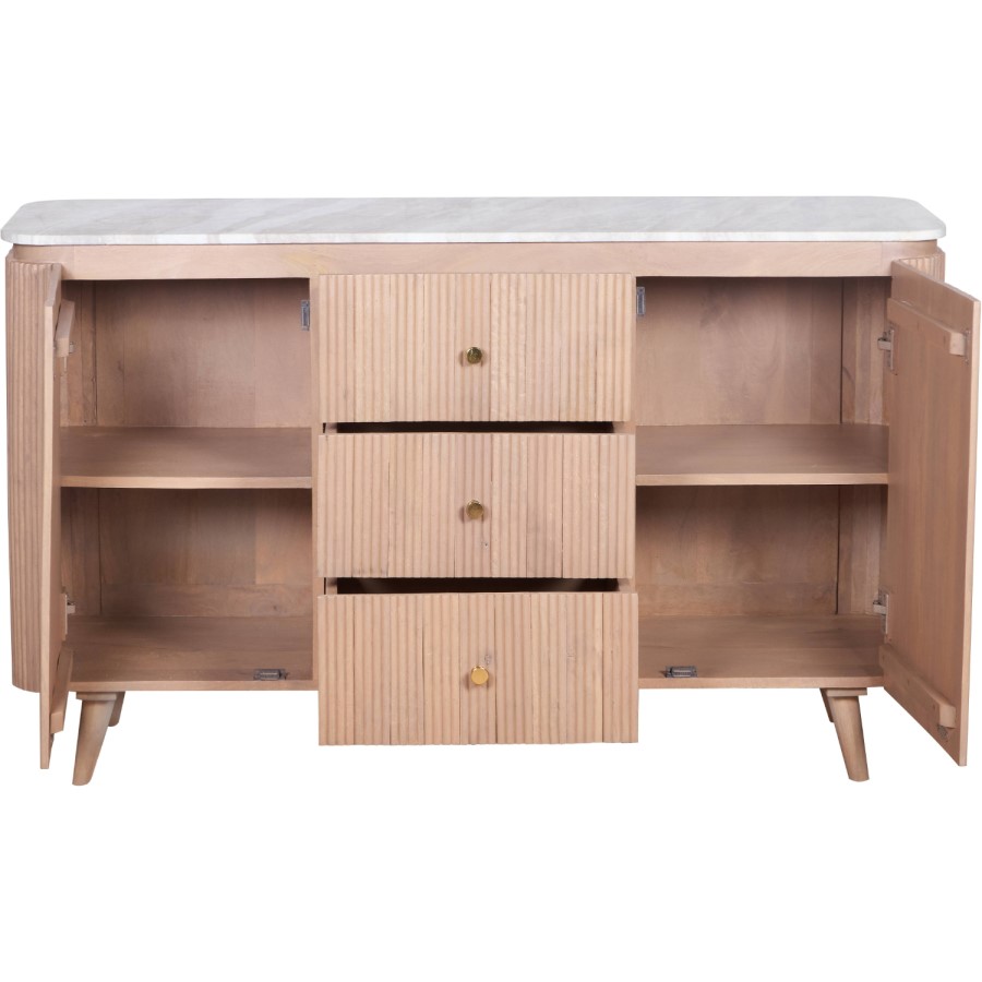 Natural Marble & Wood Extra Large Sideboard - Ashford