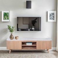 Large Mango Wood & Marble TV Stand with Storage - TV's up to 75" - Ashford Large Mango Wood & Marble TV Stand with Storage - TV's up to 75" - Ashford