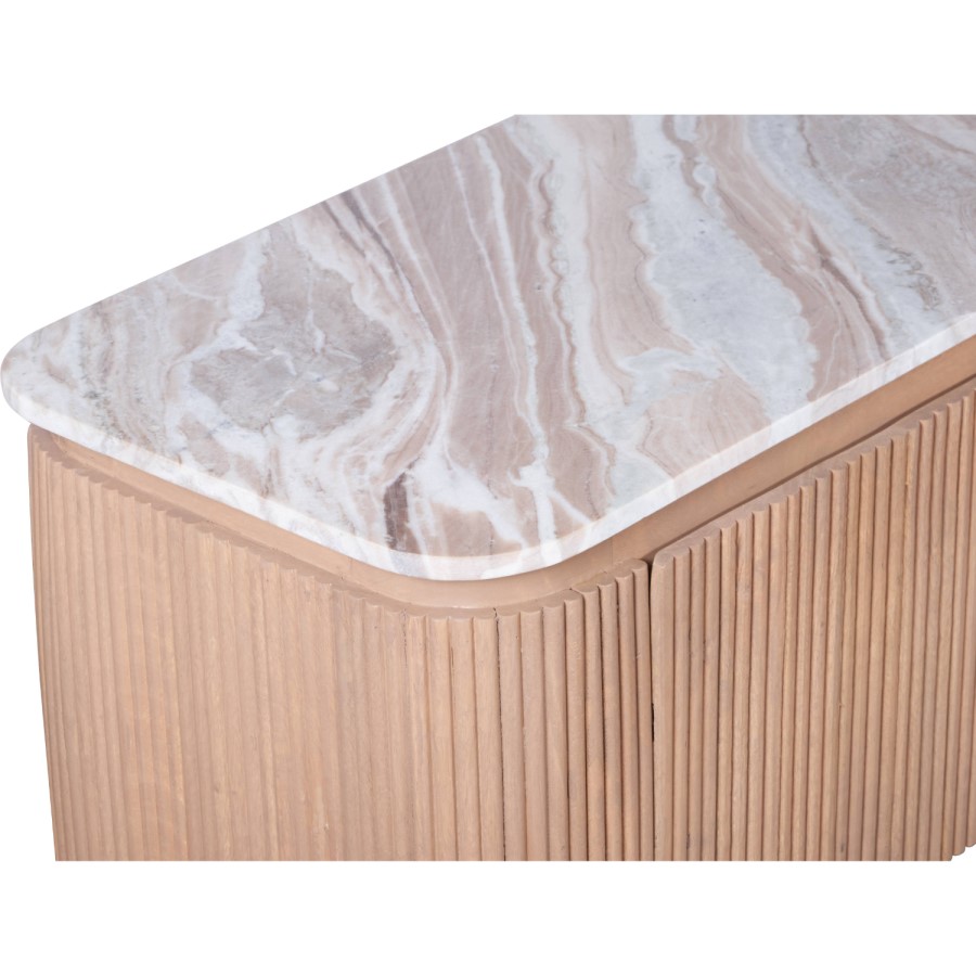 Large Mango Wood & Marble TV Stand with Storage - TV's up to 75" - Ashford