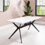 GRADE A2 - Large White Gloss Modern Dining Table with Black Legs - Seats 8 - Rochelle