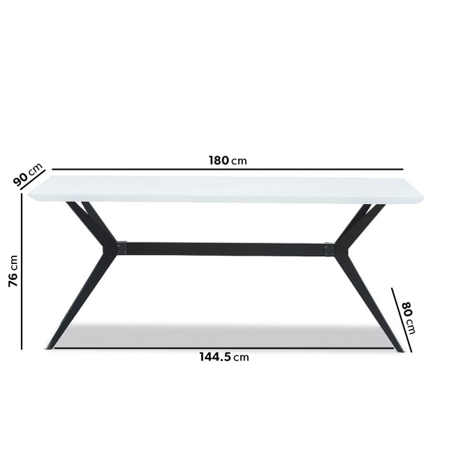 Large White Gloss Modern Dining Table - Seats 6 - Rochelle