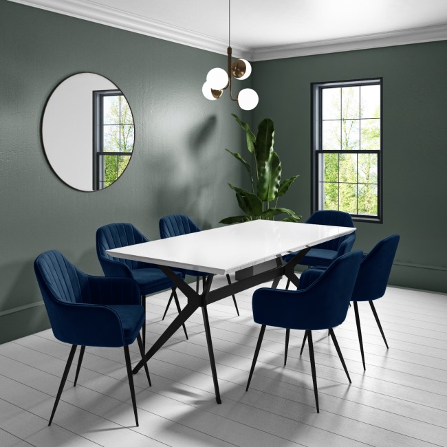 Large White Gloss Modern Dining Table - Seats 6 - Rochelle