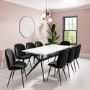 GRADE A2 - Large White Gloss Modern Dining Table with Black Legs - Seats 8 - Rochelle