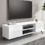 GRADE A2 - Large White Gloss TV Unit - TV's up to 77" - Rochelle