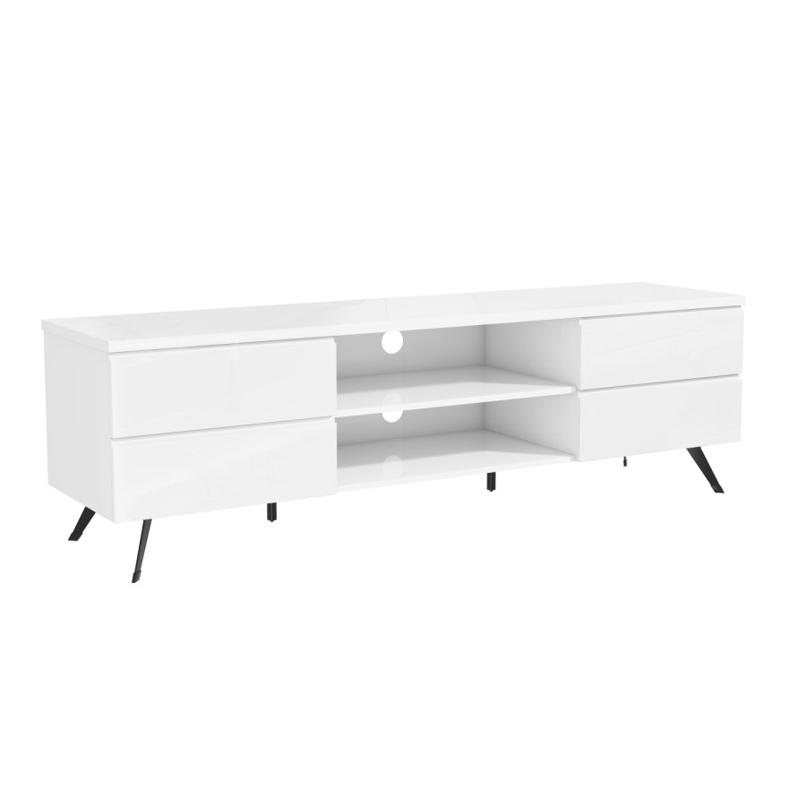 GRADE A2 - Large White Gloss TV Unit - TV's up to 77" - Rochelle