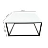 GRADE A1 - Square White Gloss Coffee Table with Black Metal Legs - Rochelle