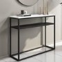 Narrow White Gloss Console Table with Shelf - Rochelle