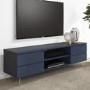 GRADE A1 - Large Navy TV Unit with Storage - TV's up to 77" - Rochelle