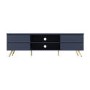 GRADE A1 - Large Navy TV Unit with Storage - TV's up to 77" - Rochelle