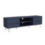 GRADE A1 - Large Navy TV Unit with Storage - TV's up to 77" - Rochelle