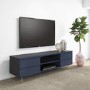 Wide Blue TV Stand with Storage - TV's up to 77" - Rochelle