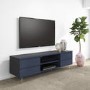 GRADE A1 - Large Navy TV Unit with Storage - TV's up to 77" - Rochelle
