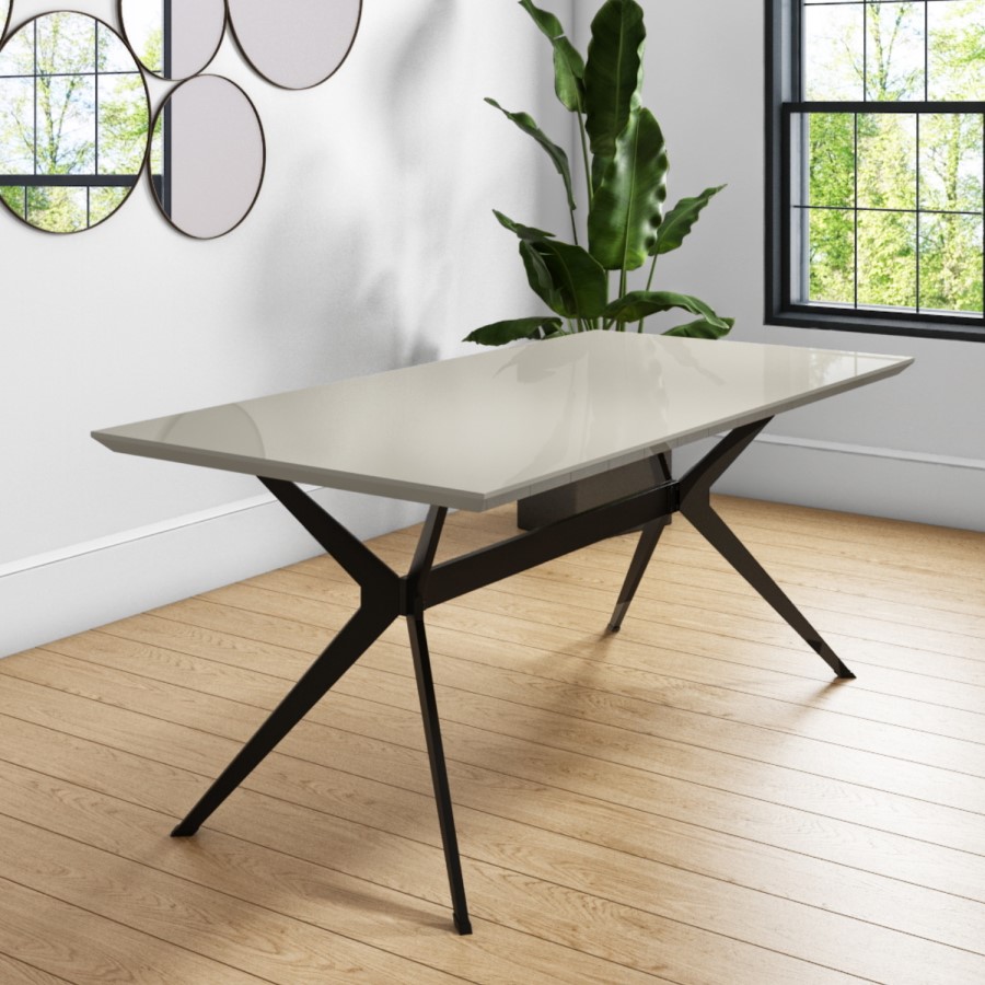 Large Taupe Gloss Dining Table - Seats 6 - Rochelle