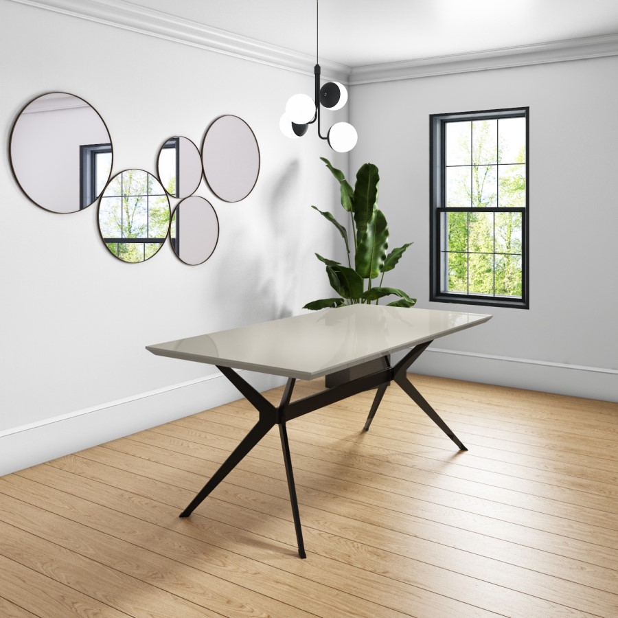 Large Taupe Gloss Dining Table - Seats 6 - Rochelle