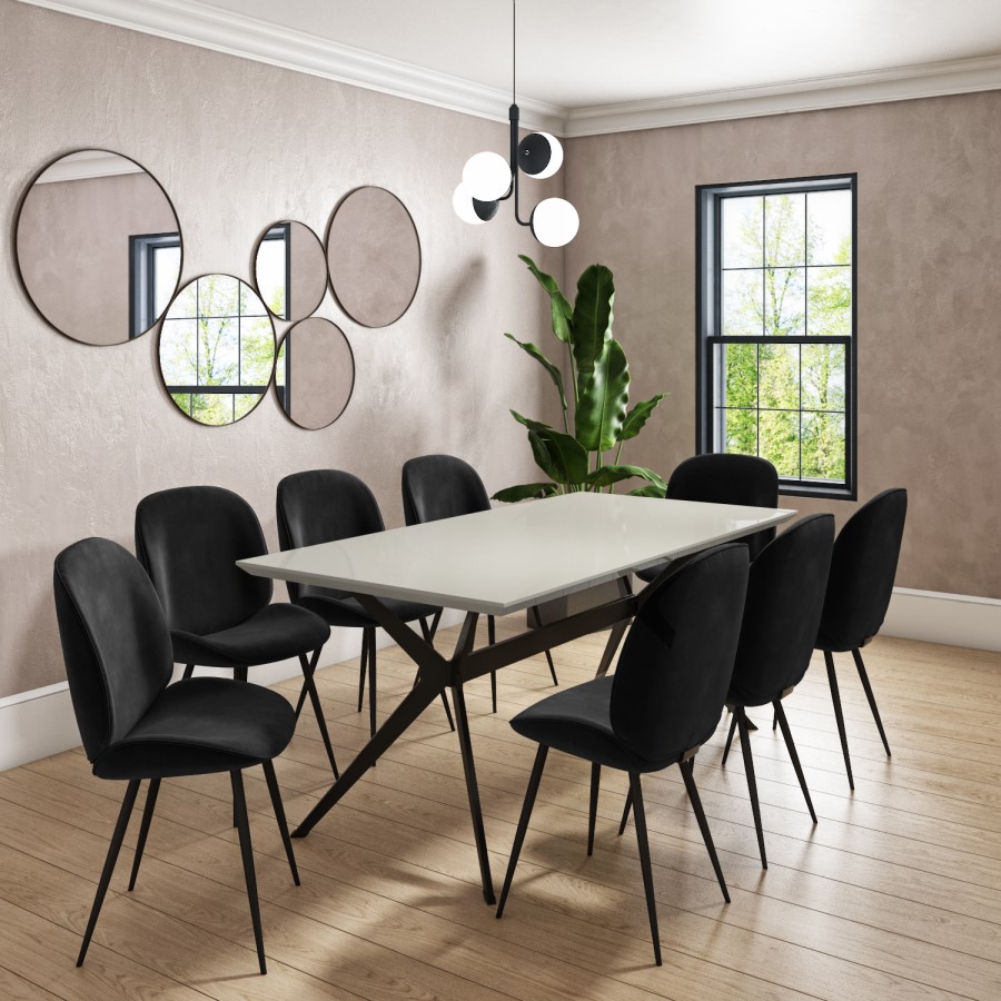 Large Taupe Gloss Dining Table - Seats 6 - Rochelle