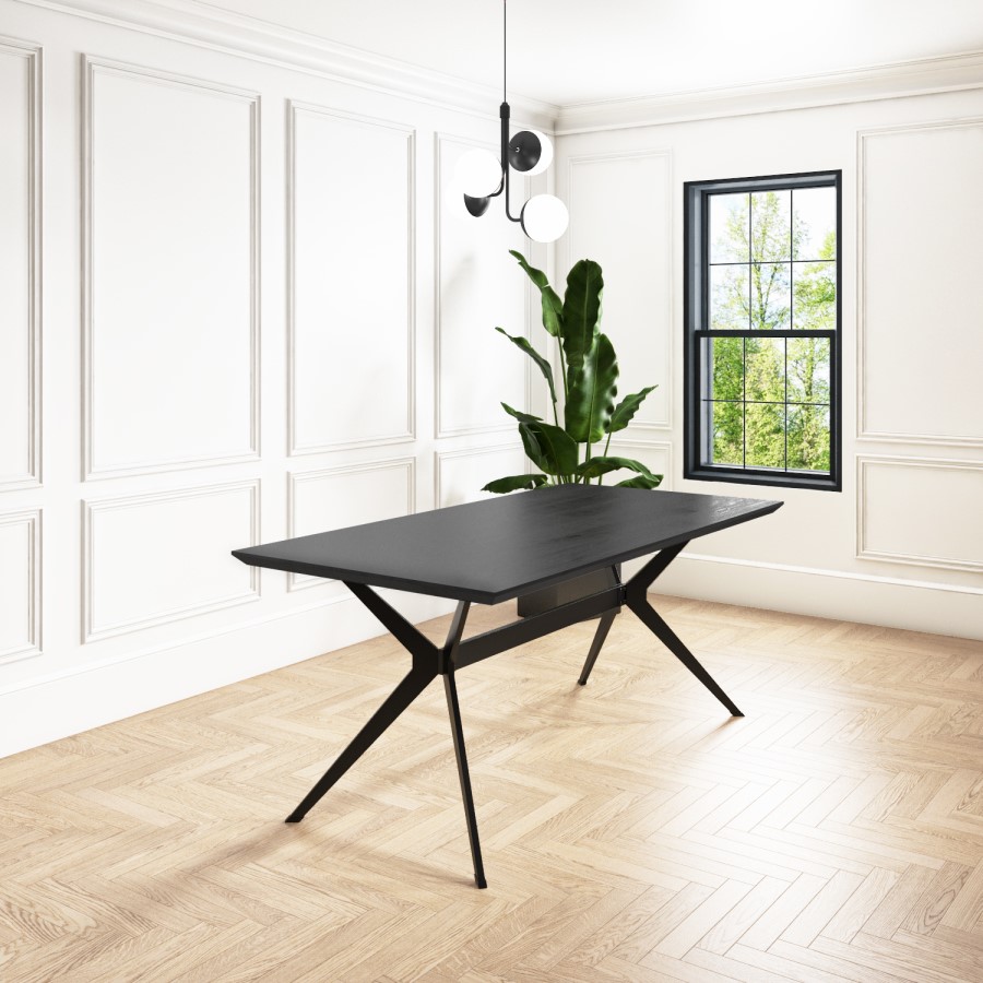 GRADE A2 - Black Wood Dining Table - Seats 6 - Rochelle