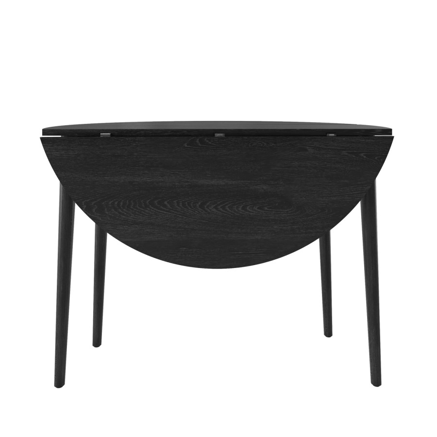 Small Round Black Folding Drop Leaf Dining Table - Seats 2-4 - Rudy