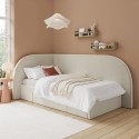 REA001 Cream Single Corner Bed with Storage and Curved Headboard - Reagan 