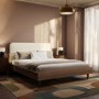 Walnut King Size Wooden Bed Frame With Upholstered Curved Headboard - Reece