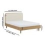 Oak Double Wooden Bed Frame With Upholstered Curved Headboard - Reece