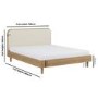 Oak King Size Wooden Bed Frame With Upholstered Curved Headboard - Reece