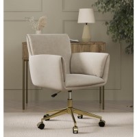 Beige Chenille Swivel Office Chair - Reed 