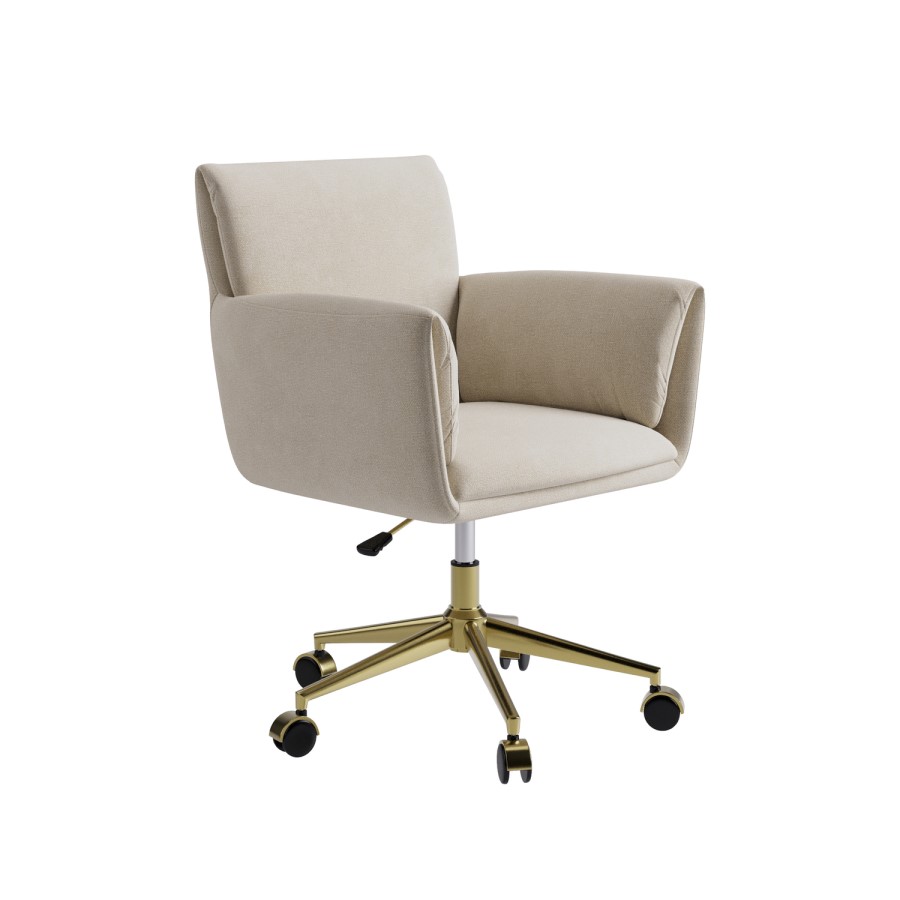Beige Chenille Swivel Office Chair - Reed 