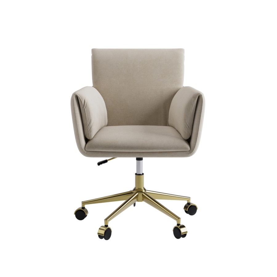 Beige Chenille Swivel Office Chair - Reed 
