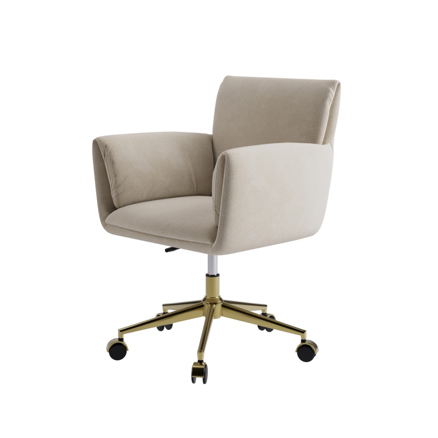 Beige Chenille Swivel Office Chair - Reed 