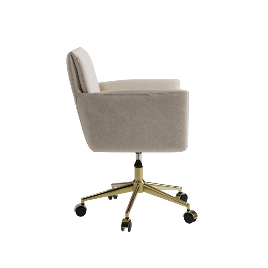 Beige Chenille Swivel Office Chair - Reed 
