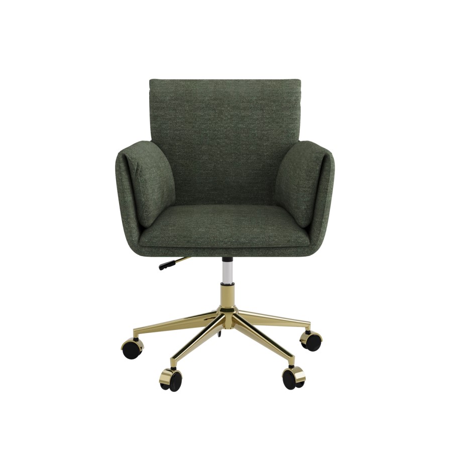 Green Chenille Swivel Office Chair - Reed 
