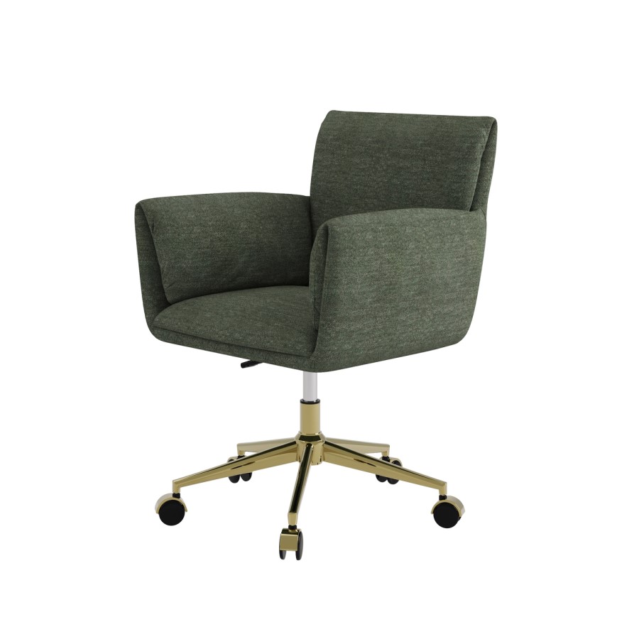 Green Chenille Swivel Office Chair - Reed 