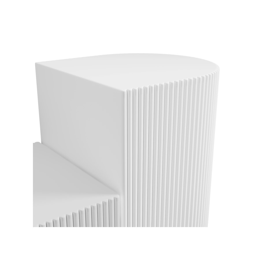 White Ribbed Set of 2 Side Table - Reed