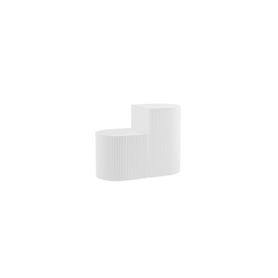 White Ribbed Set of 2 Side Table - Reed