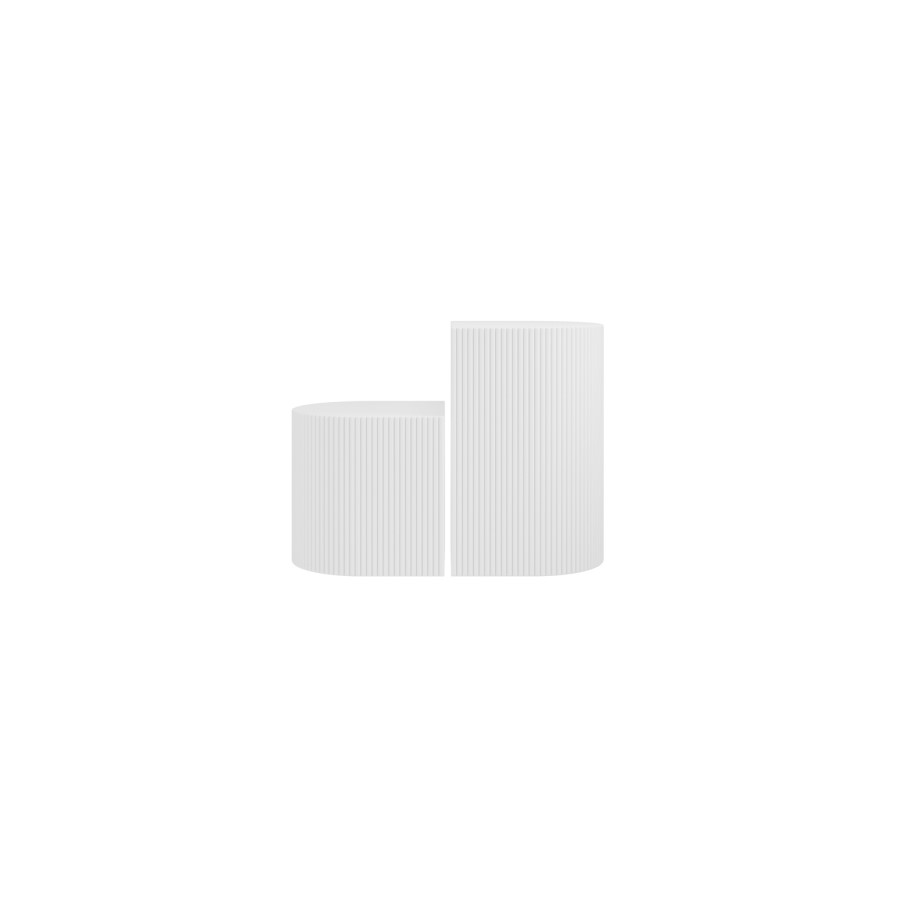 White Ribbed Set of 2 Side Table - Reed