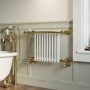 White and Brass Traditional Column Radiator with Towel Rail 510 x 740mm - Regent