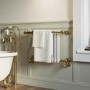 White and Brass Traditional Column Radiator with Towel Rail 510 x 740mm - Regent