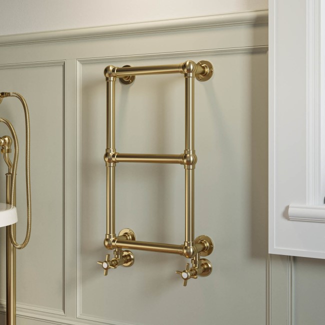 Brass Vertical Traditional Towel Radiator 700 x 400mm - Regent