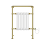 White and Brass Traditional Electric Column Radiator with Towel Rail 952 x 659mm - Regent