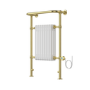 White and Brass Traditional Electric Column Radiator with Towel Rail 952 x 659mm - Regent