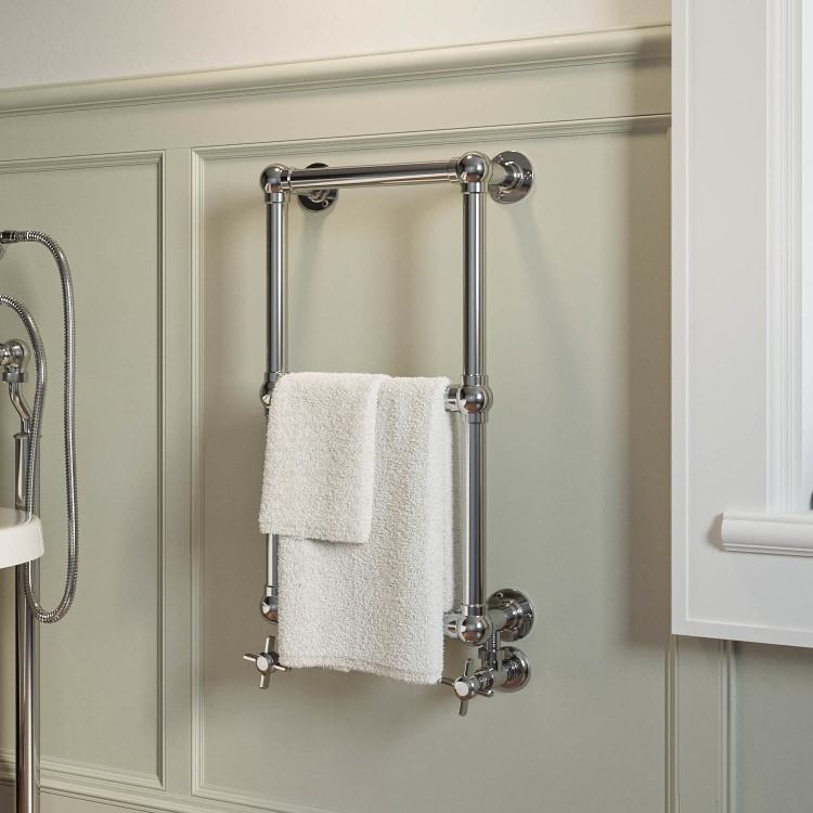 Chrome Vertical Traditional Towel Radiator 700 x 400mm - Regent