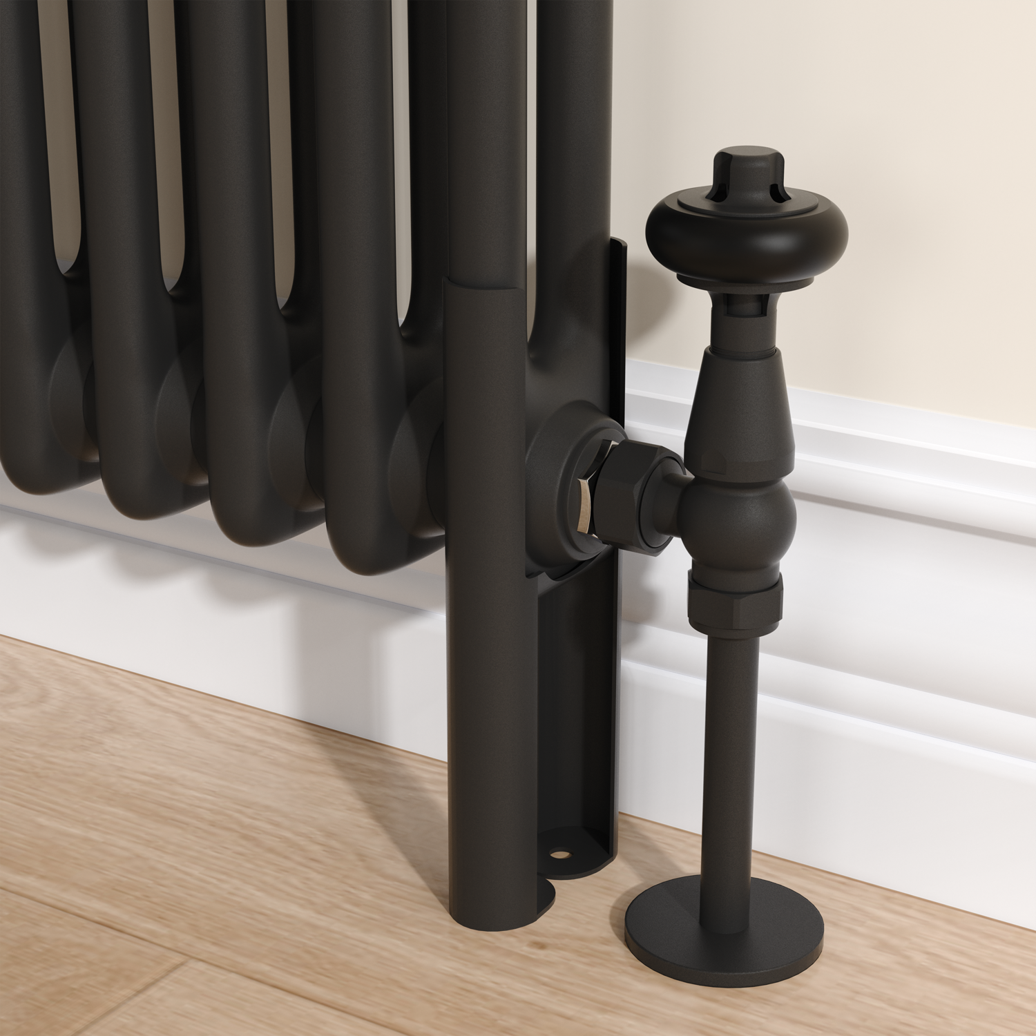 Feature Radiator Feet Reggio Black Two Column Traditional Radiator Feet - Furniture123