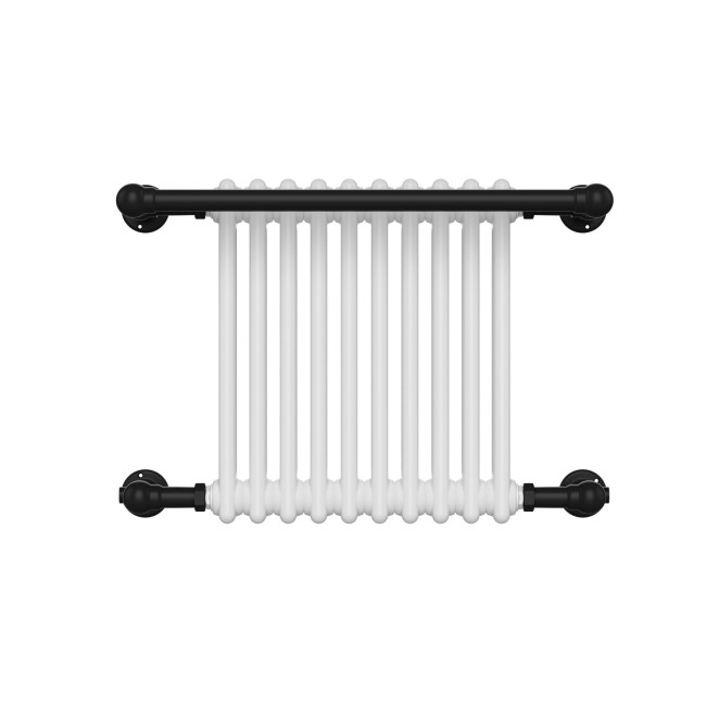 White and Black Traditional Column Radiator with Towel Rail 510 x 740mm - Regent